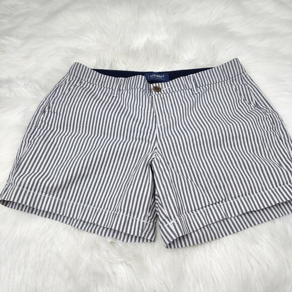 Old Navy Size 2 Everyday Mid-Rise Navy & White Striped Shorts - Picture 2 of 9